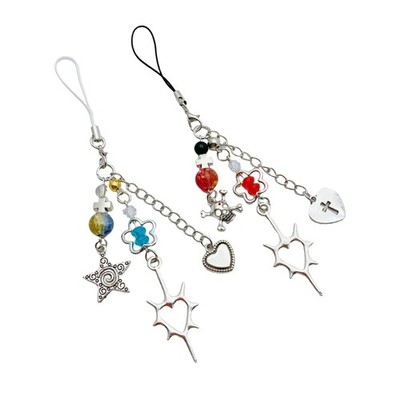 Heart Crucifix Flower Phone Strap Handmade Beaded Keychain for Fashion Lovers