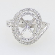 Engagement Ring Setting Oval 12x10mm 925 Sterling Silver Semi Mount Ring For Her