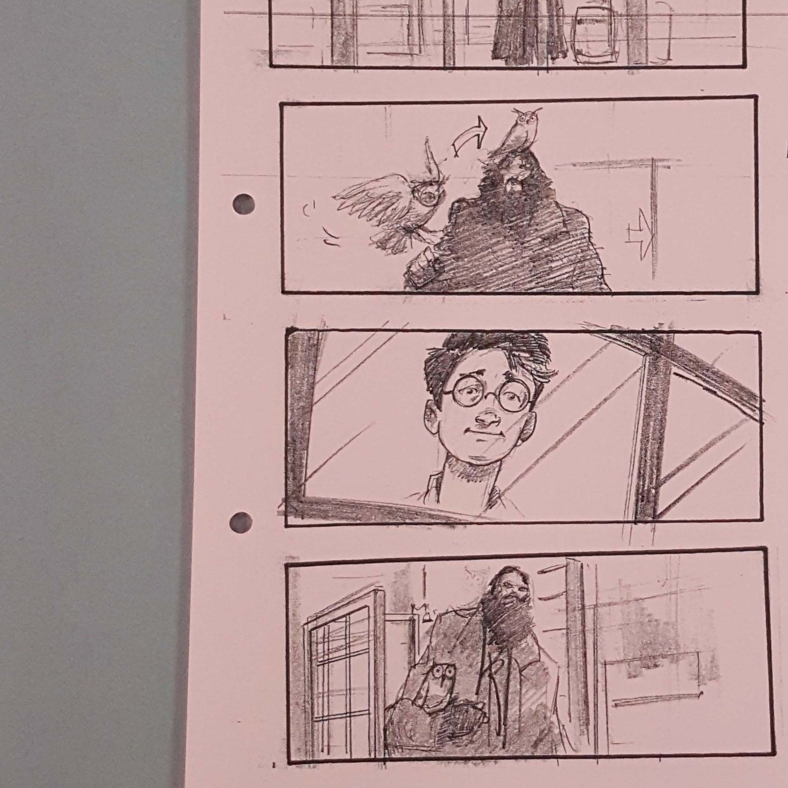 Image 6 of Harry Potter Production Used Storyboard Hagrid Hedwig Diagon Alley Sc 60