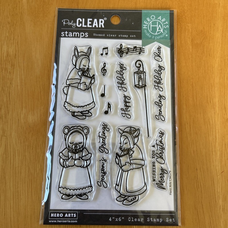 Poly Clear Stamps Hero Arts Christmas Carolers CM579 Stamp Set 4” X 6”