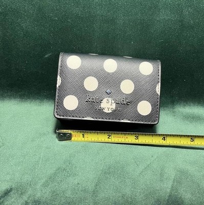 Kate Spade New York Polka Dot Card Holder / Mini Wallet   Black & Cream