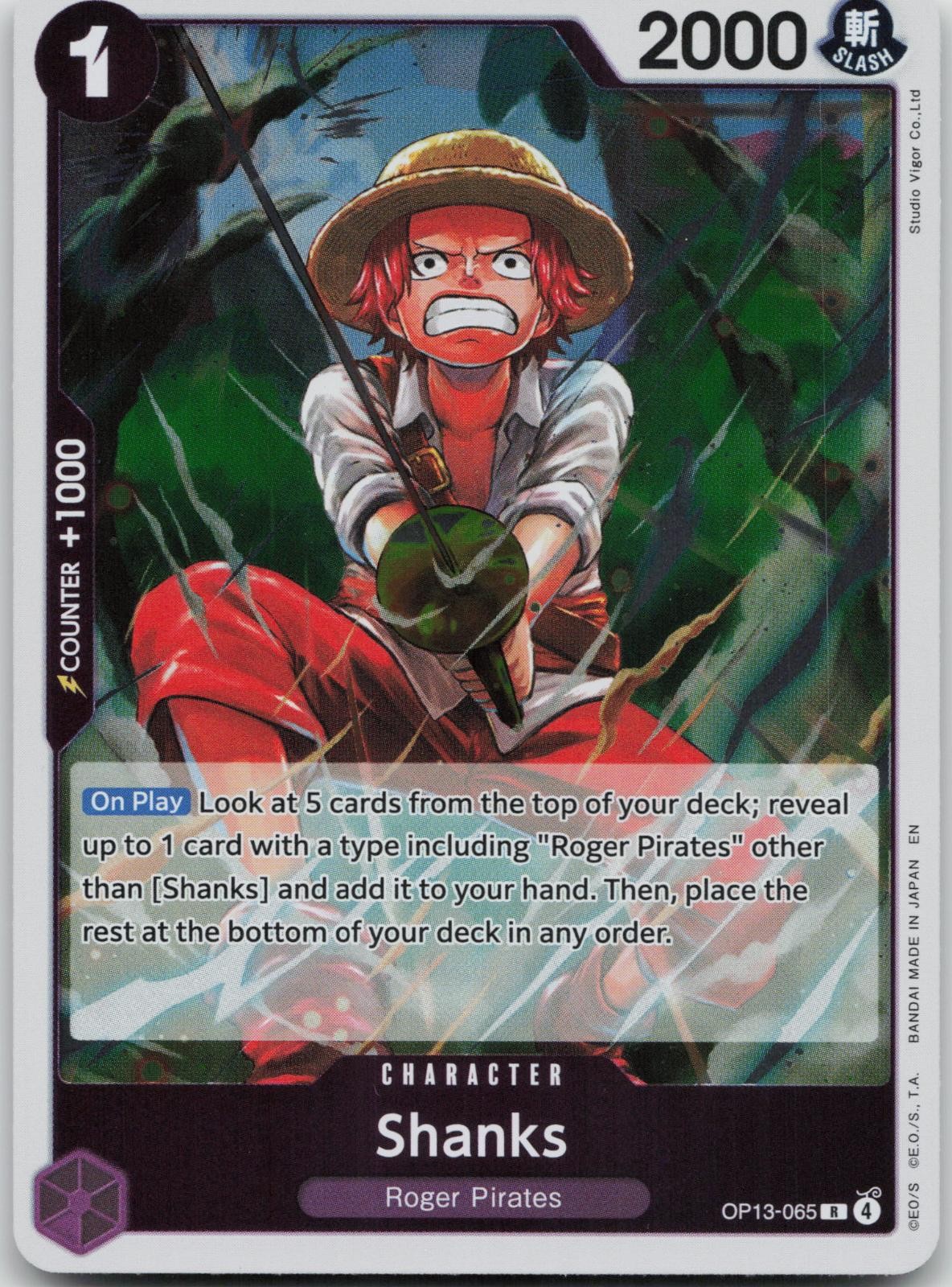 Shanks (065) OP13-065 Rare Carrying On His Will One Piece Foil Near Mint