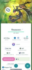 Pok&eacute;mon Go ✨ Shiny Rayquaza Mega Max CP with 3 skill & Dragon Ascent ✨ Mini PTC