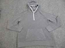 G/FORE Sweater Womens Large Gray Wool Waffle Quarter Zip Hoodie Golf Side Zips