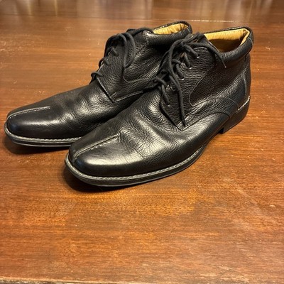 Sandro Moscoloni Soft Black Textured Leather chukka boots Mens 11.5D Black