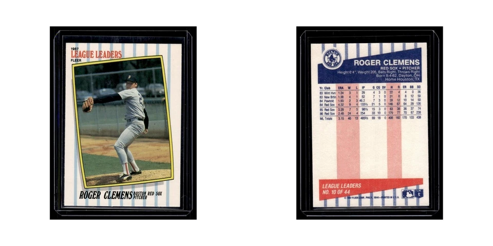 Roger Clemens 1987 Fleer League Leaders #10 Boston Red Sox Baseball Card NM - Image 3 of 3
