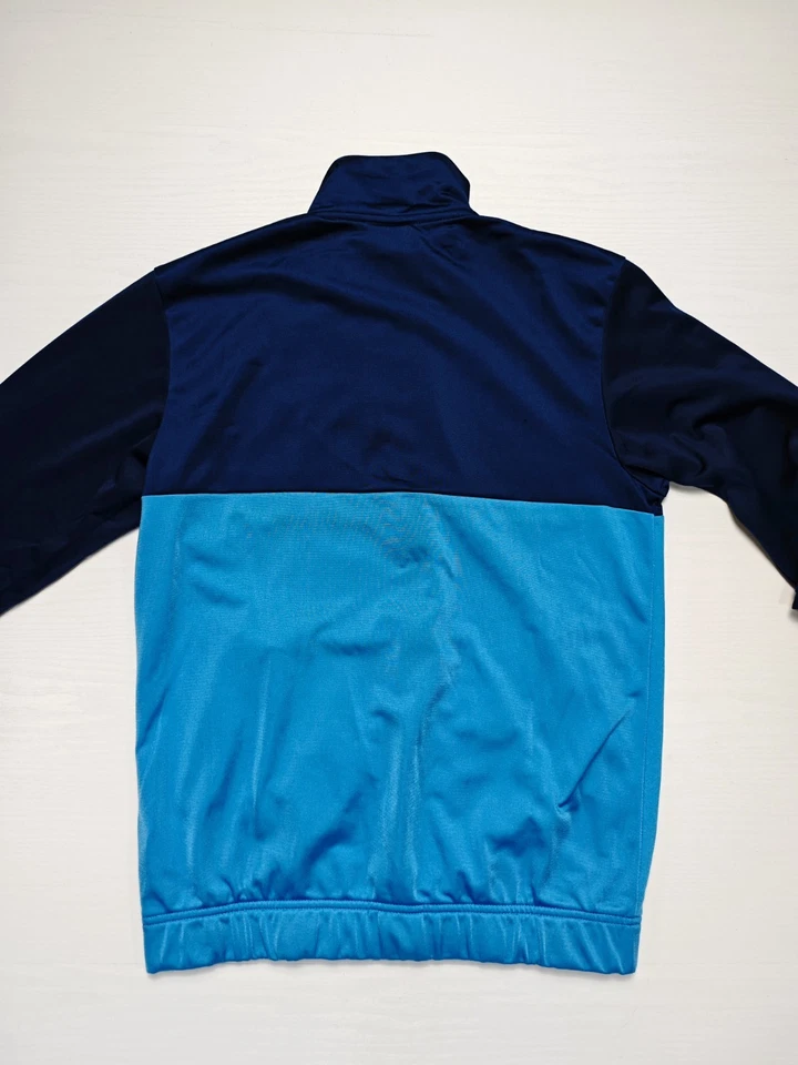 Adidas Vintage Sweat-Shirt Fermeture Éclair Homme Bleu Grand Écrit Poches Veste - Photo 4/4