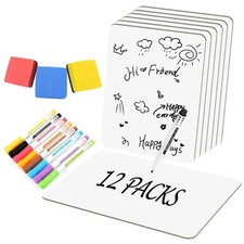 Set of 12 Small White Board Dry Erase Boards Classroom Pack 9" x12 Double Si...