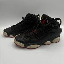Nike Air Jordan 6 Rings Black Red Youth Size 5Y Basketball Shoes 323419-063