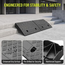 2X Kerb Threshold Ramp Non-Slip Wheelchair Scooter Bike Car Mobility Slope Pad