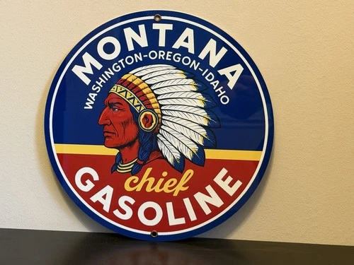 Montana Washington Idaho Oregon Gasoline  Vintage  Style Metal Sign  Advertising