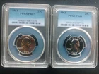 2 - WASHINGTON QUARTERS 1963 PROOF 68, & 1964 PROOF 67.!!