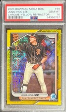 GEM MINT PSA 10 2024 BOWMAN CHROME JUNG-HOO LEE MEGA BOX YELLOW REFRACTOR #44/75