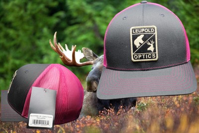 Leupold  scope hat cap snap back trucker mesh Optics Hunting gray pink -NEW