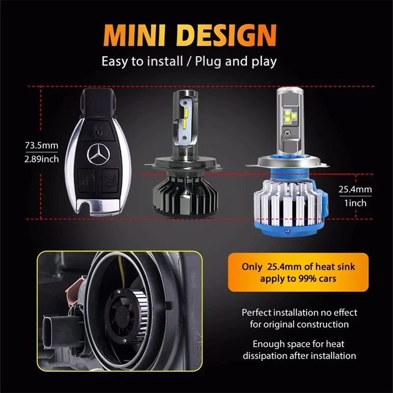 Car led H7 Headlight CSP 100W H4 LED H1 Canbus H3 H8 H9 9006 9012 Auto Headlamp - Image 3 of 4