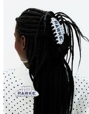 Parke White and Denim Polka Dot Claw Clip confirmed
