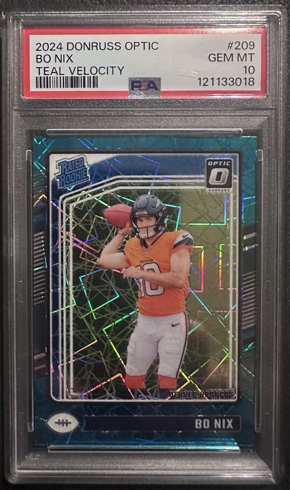 2024 Donruss Optic Bo Nix(RC) Teal Velocity #209 PSA 10