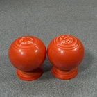 Fiesta Salt and Pepper Shaker Set Poppy Orange Excellent Concentric Rings MCM