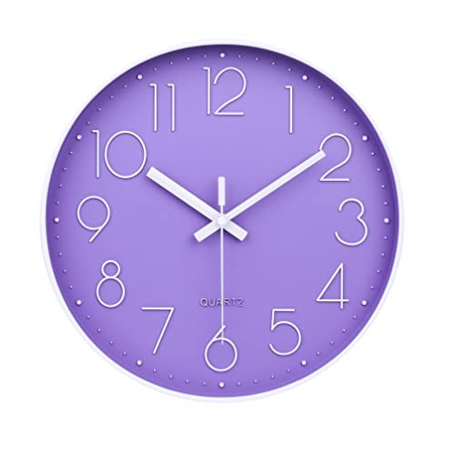  Purple Wall Clock 12 Inches Silent Quartz Wall Clock for Be