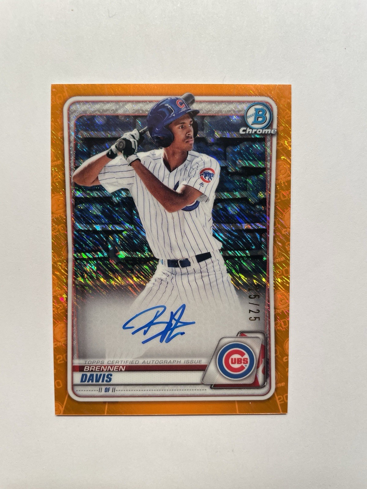 Brennen Davis - 2020 Bowman Chrome - Orange Shimmer Auto /25