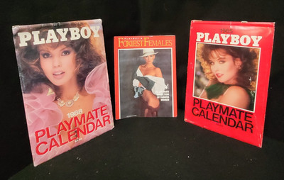 Lot of 2 Vintage Playboy Playmate Calendar 1985 1988 Playboy's Foxiest Female