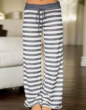 New Women's Striped Wide Leg Drawstring Yoga Pants Leggings Sweatpants Small