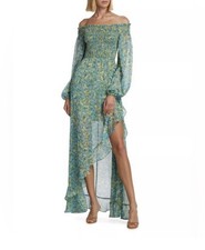 NEW ASTR the Label Womens Small Katlynne Off Shoulder Smocked Floral Maxi Dress
