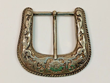 Western Floral Engraved Vintage Rope Edge Horseshoe Design Belt Buckle