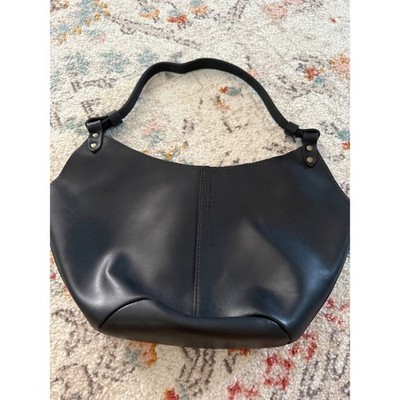 Portland Leather Goods Black Leather Hobo Shoulder Bag Rivet Detail Medium