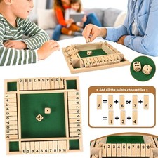4-Player 10 Number Shut The Box Dice Game. Family Party Porch Pub Bar Board Game