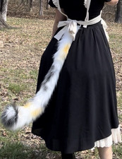Faux Fur Cat Girl Tail w/ Belt  Ears Headband Set Cosplay Adult One Size
