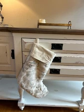 NWT Pottery Barn Animal Print Faux Fur Stocking Snow Leopard Print No Monogram