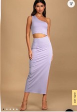Lulus Lavender Cutout Dress - Ribbed One-Shoulder Dress - Size Medium