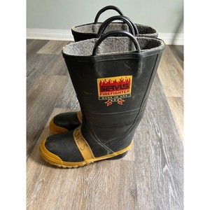 Servus Firebreaker Fighting-Weight Boots Mens 10 Black Yellow Fair Heavy Duty Servus Firebreaker Steel Toed Firefighter Boots Size 10 Wide  main image 3