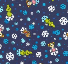 Dr. Seuss Babies Little Grinch Cotton, Robert Kaufman 1 yard ADED-23875-4 BLUE
