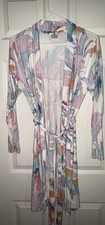 Soma Artist Brush Robe women's s Tropical Floral Kimono Short Boho Elegant