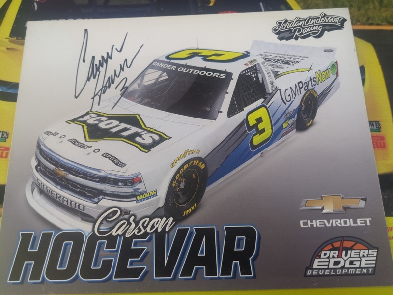 CARSON HOCEVAR SIGNED NASCAR TRUCK SERIES HERO CARD