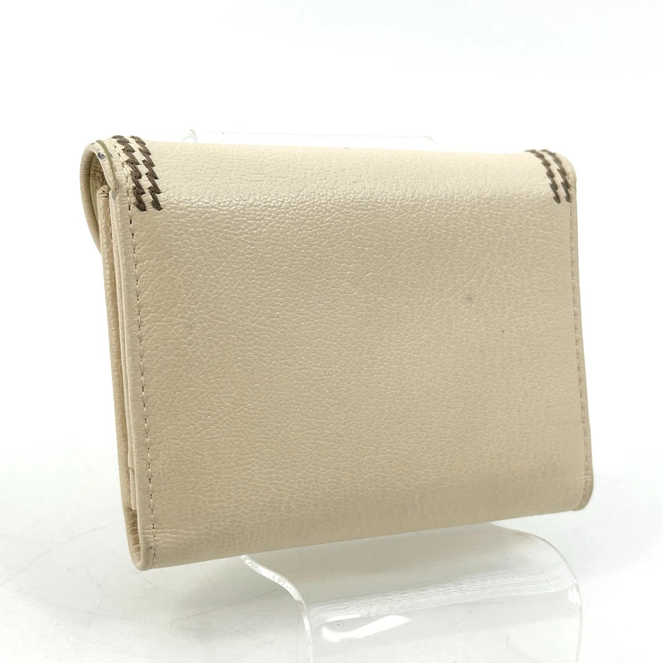 Christian Dior Saddle Card Holder Wallet Cream Beige Leather with Silver D Charm - Image 4 of 4