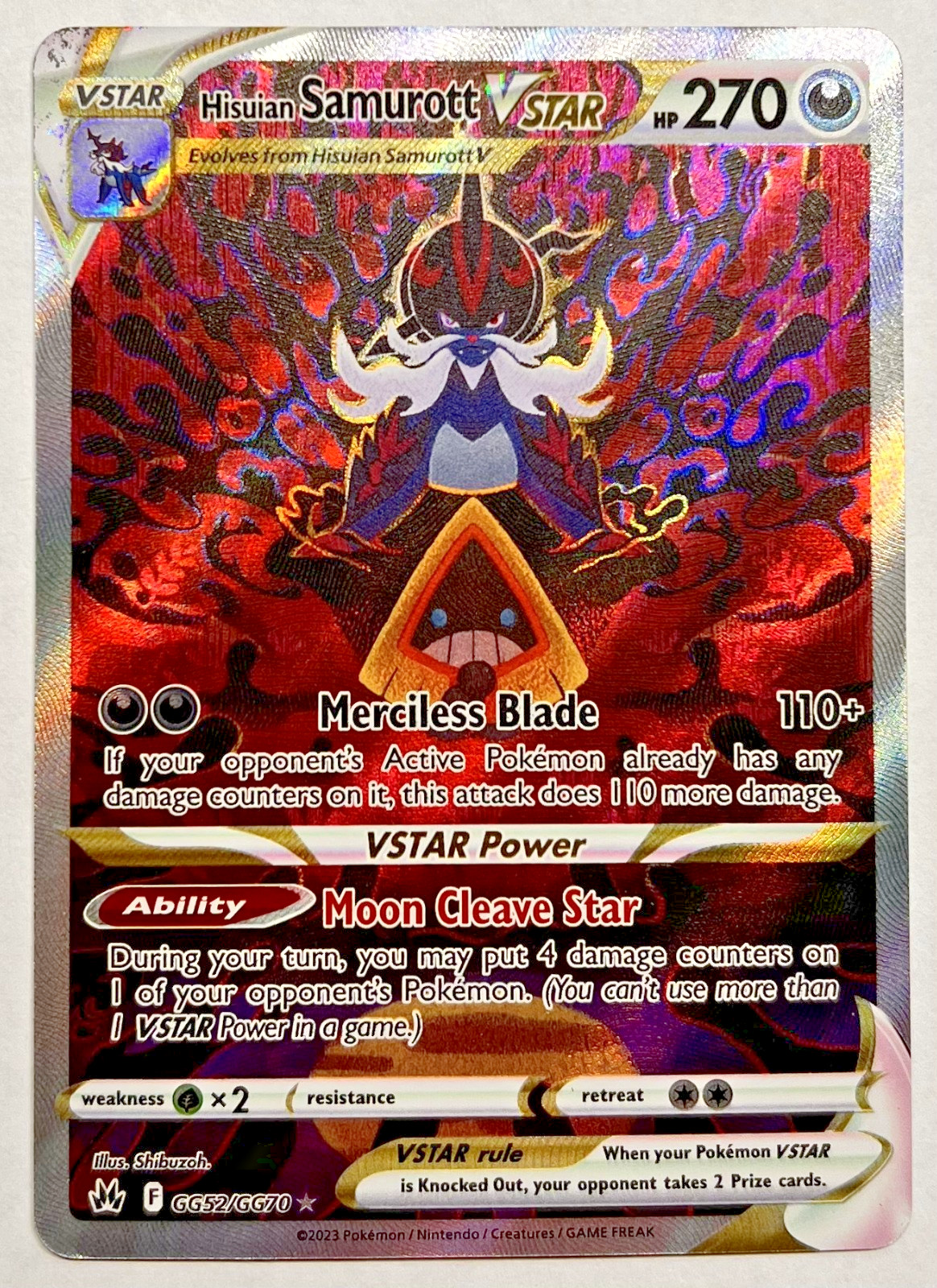 Pokemon Hisuian Samurott VSTAR GG52/GG70 Crown Zenith: Galarian Gallery Holo