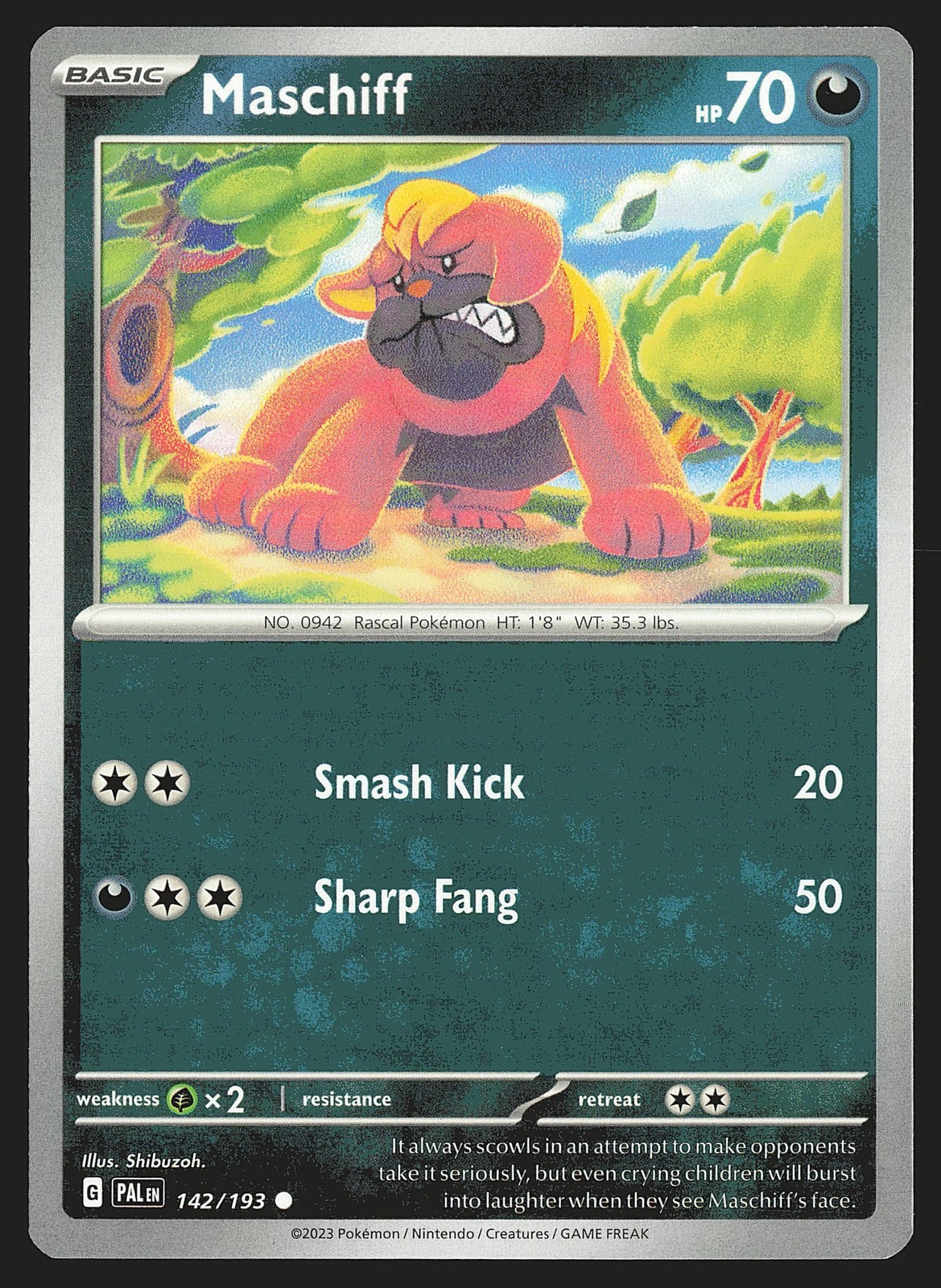 SV02: Paldea Evolved Maschiff #142/193 Common Pokemon Card