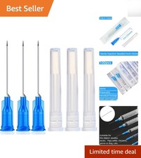 100 Pack 23Ga 1Inch Sterile Disposable Injection Needle with Cap for Scientif...