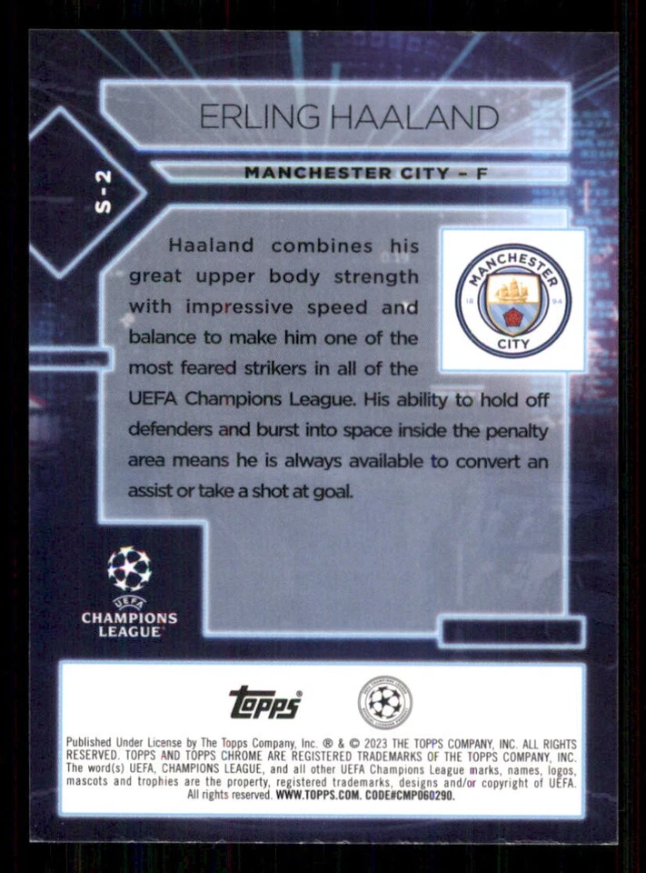 2022-23 Topps Chrome UEFA Club Competitions Specimens #S2 Erling Haaland - Image 2 of 2