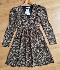 LADIES BNWT MANGO FLORAL V NECK DRESS SIZE XS