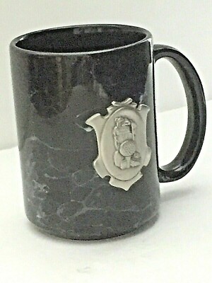 SILVER PHOENIX Black Marbled 4.75''T Ceramic Cup Pewter Emblem Golf Accessories