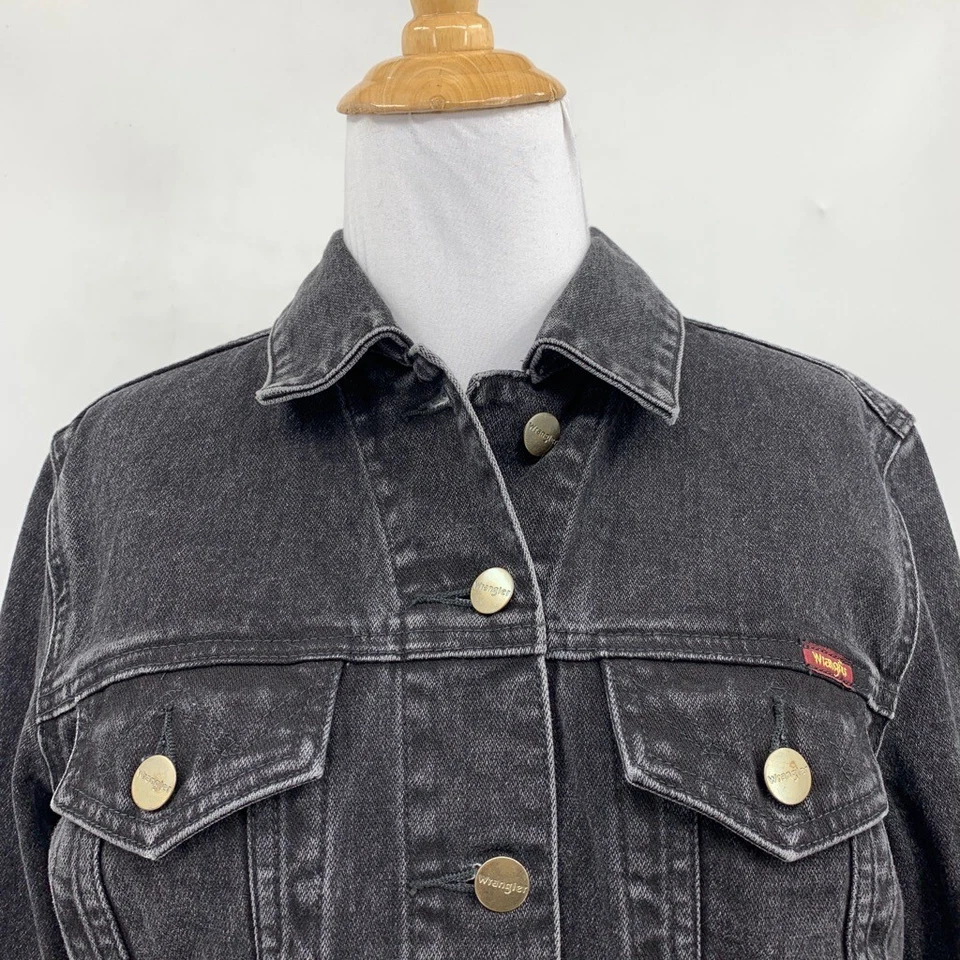 Wrangler 夹克女式 8 黑色牛仔棉纽扣短口袋修身牛仔裤 — 第 3/4 张图片