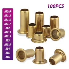 100PCS Brass Hollow Tubular Tube Rivets Eyelets Grommet PCB Rivets Vias M0.9-M6