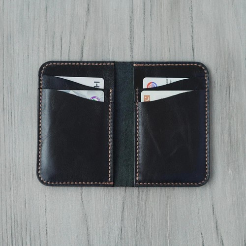 Genuine Handmade Full Grain Pure Leather Bifold Vertical Wallet for Men, Slim - Picture 9 of 10