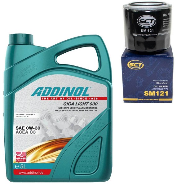 MotoröL Set 0W-30 Addinol 5 Liter + ÖLfilter Sm 121 FüR Hyundai Kia Mitsubishi-image