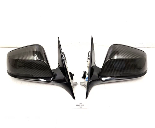 ✅ 12-18 OEM BMW F30 335 Mirror Assembly Heated Auto Dip Carbon SET *