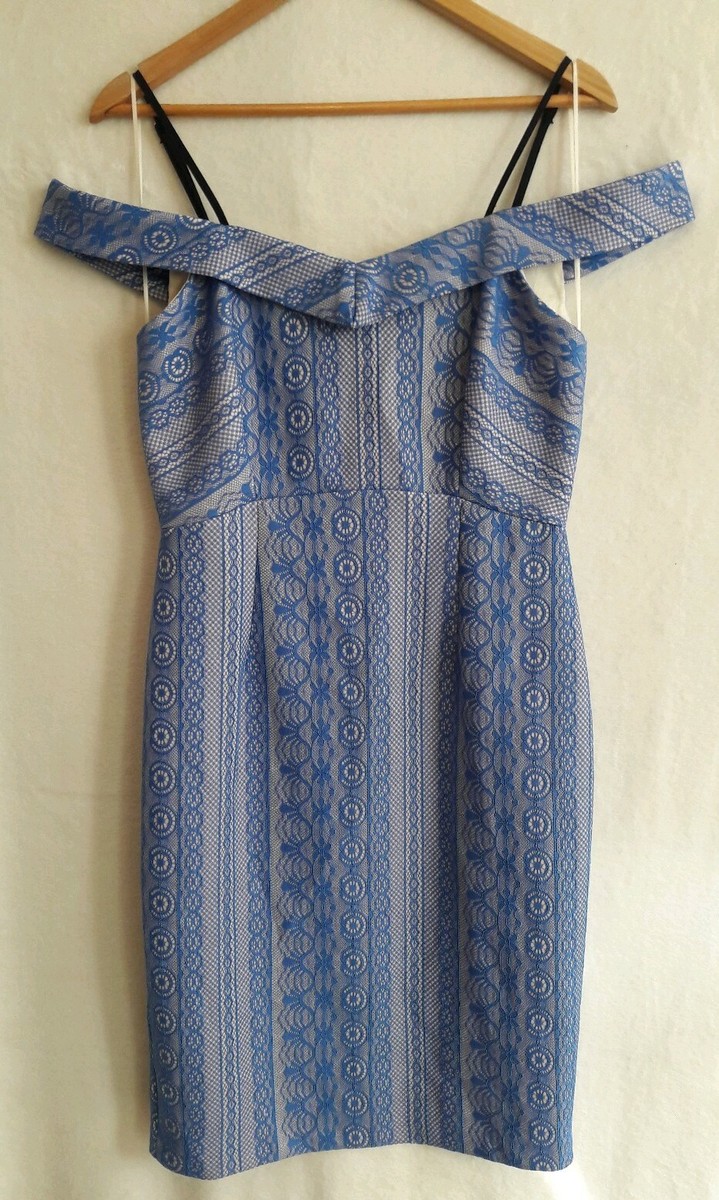 river island blue lace dress River Island Blue Lace Dress Size 12